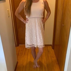 Light nude color high low dress